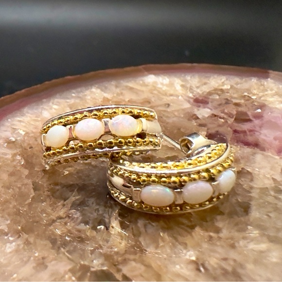 Genuine Two Toned Opal Earrings - Picture 1 of 5